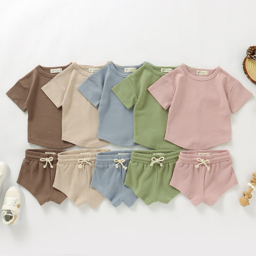 BABY WAFFLE CORD TOP AND SHORTS SET | 0-2 YEARS - Tiny Alpaca UK
