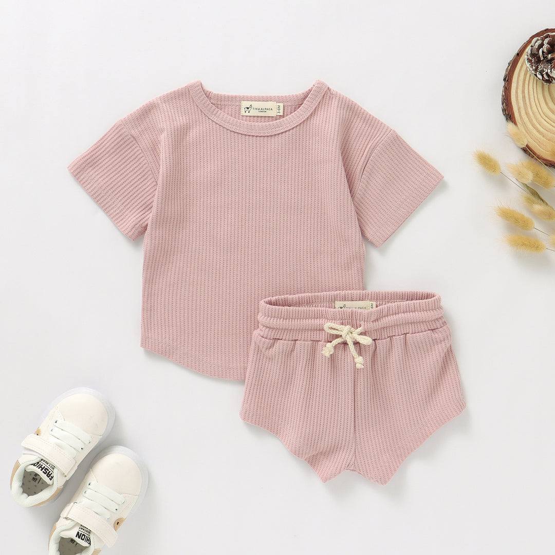 BABY WAFFLE CORD TOP AND SHORTS SET | 0-2 YEARS - Tiny Alpaca UK