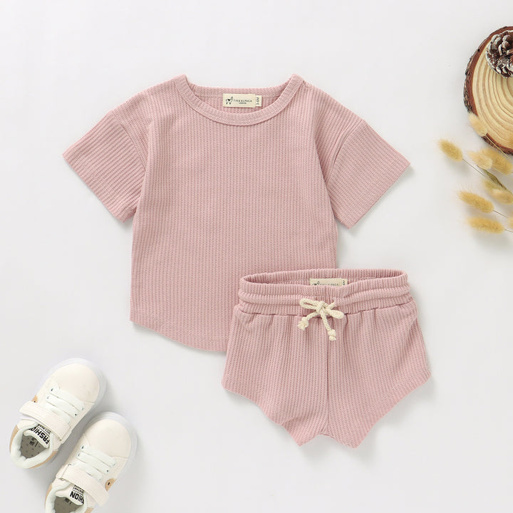 BABY WAFFLE CORD TOP AND SHORTS SET | 0-2 YEARS - Tiny Alpaca UK