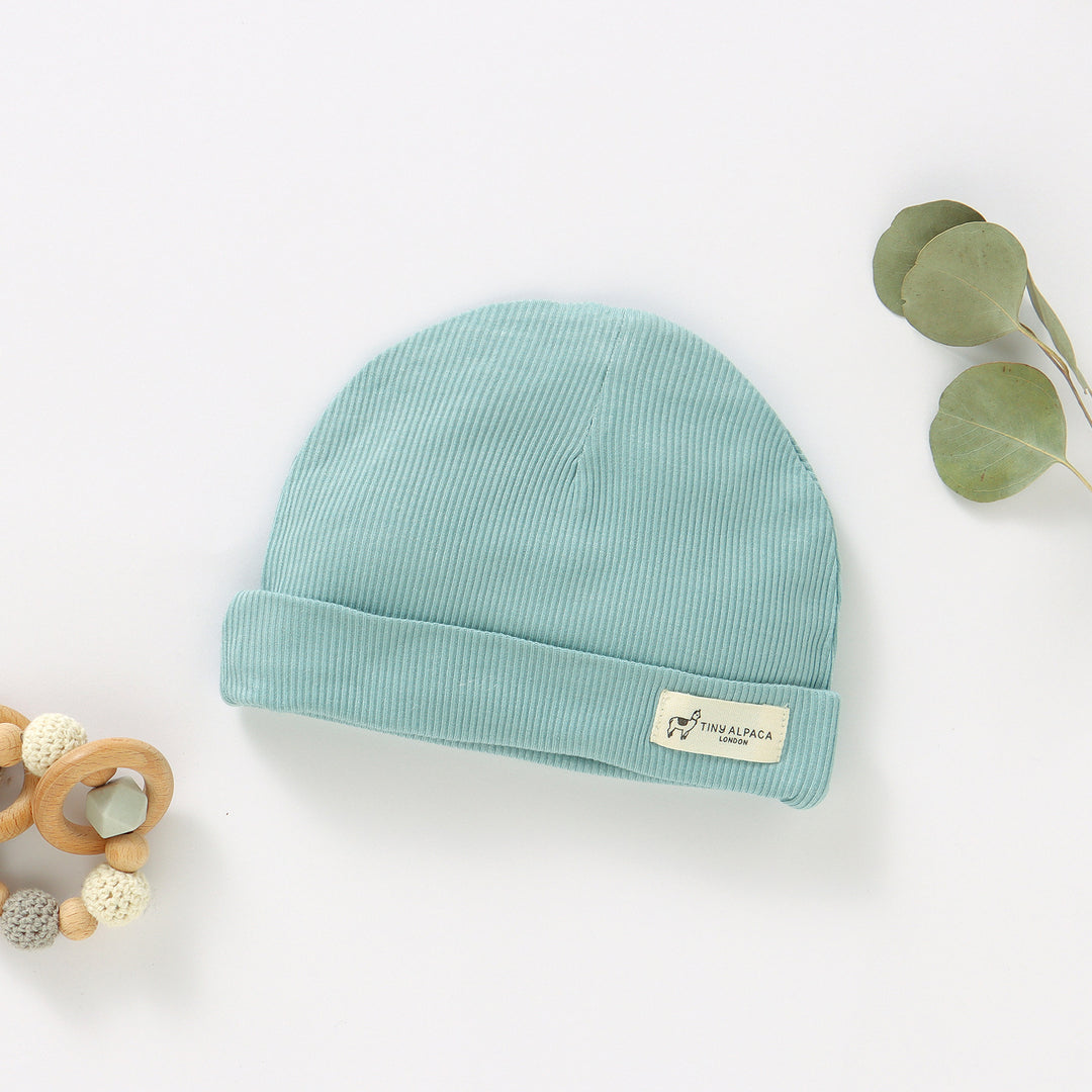 NATURAL BAMBOO RIBBED BABY HATS - Tiny Alpaca UK