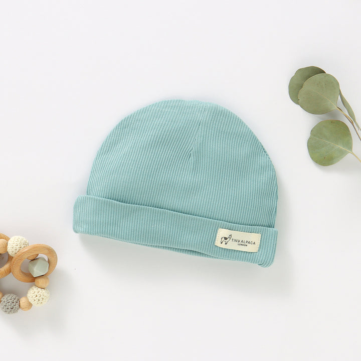 NATURAL BAMBOO RIBBED BABY HATS - Tiny Alpaca UK