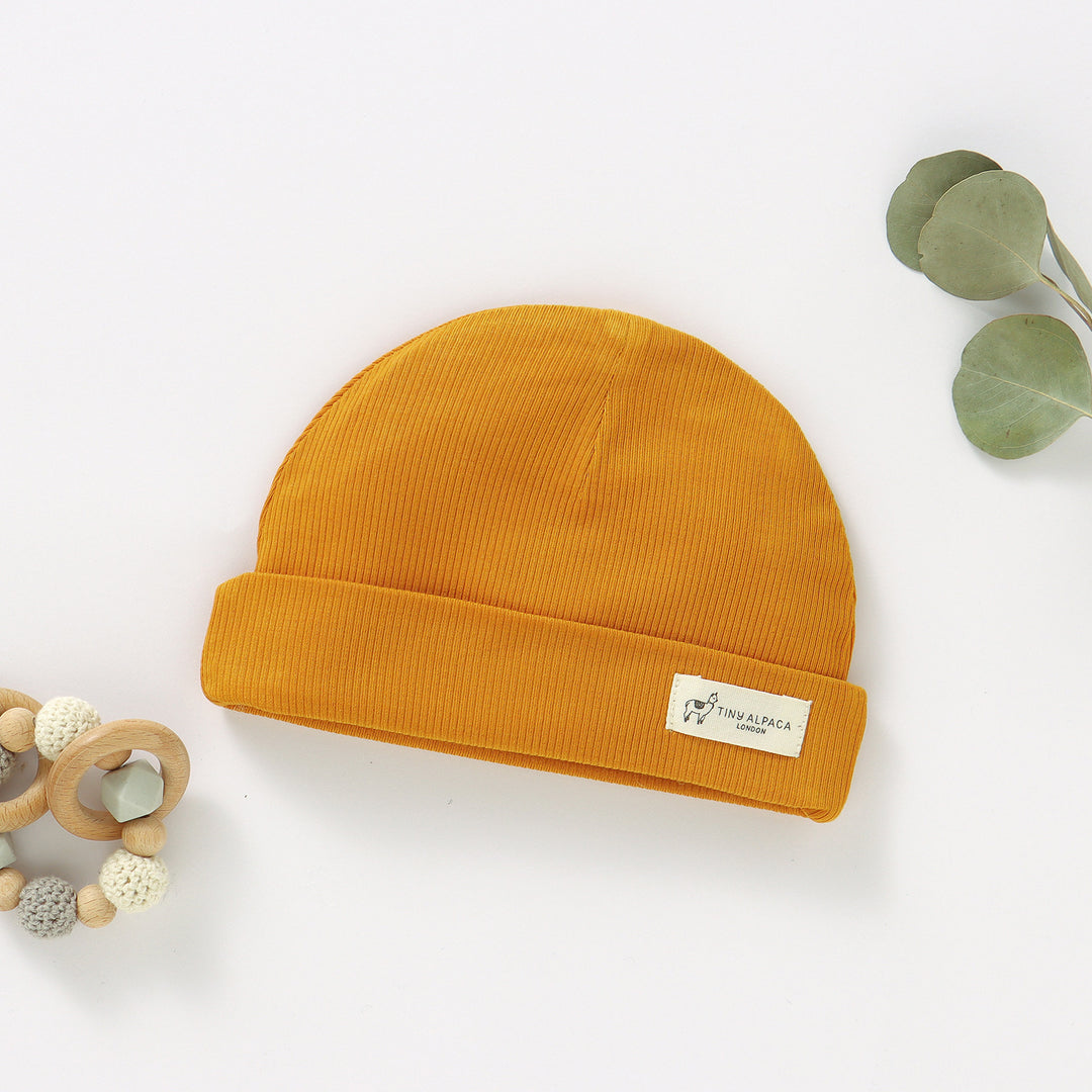 NATURAL BAMBOO RIBBED BABY HATS - Tiny Alpaca UK