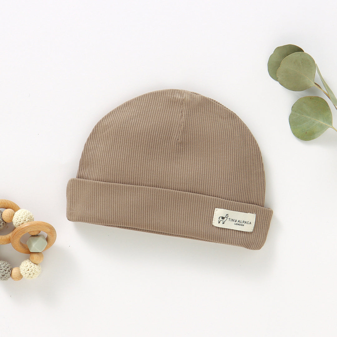 NATURAL BAMBOO RIBBED BABY HATS - Tiny Alpaca UK
