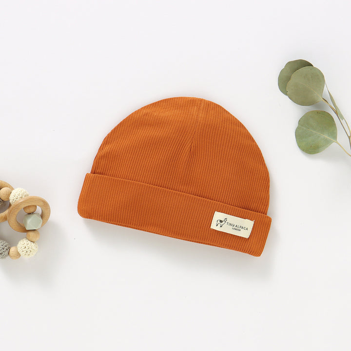 NATURAL BAMBOO RIBBED BABY HATS - Tiny Alpaca UK