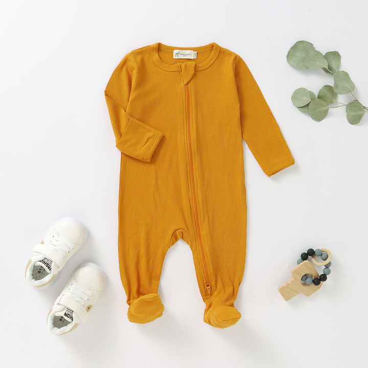 ORGANIC BAMBOO RIBBED SLEEPSUIT WITH TWO WAY ZIPPER | 0-24 M - Tiny Alpaca UK