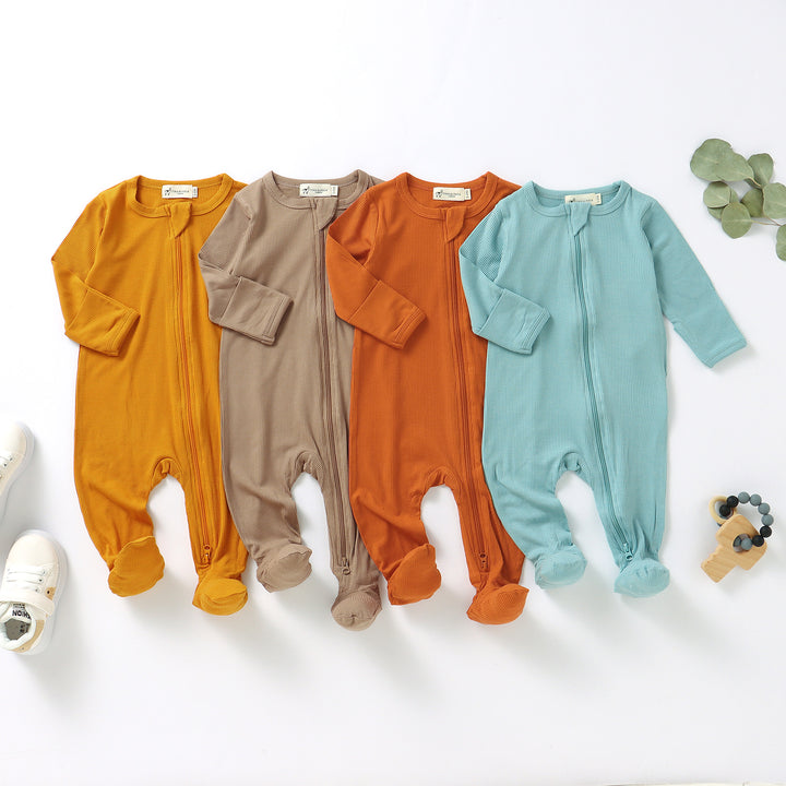 ORGANIC BAMBOO RIBBED SLEEPSUIT WITH TWO WAY ZIPPER | 0-24 M - Tiny Alpaca UK