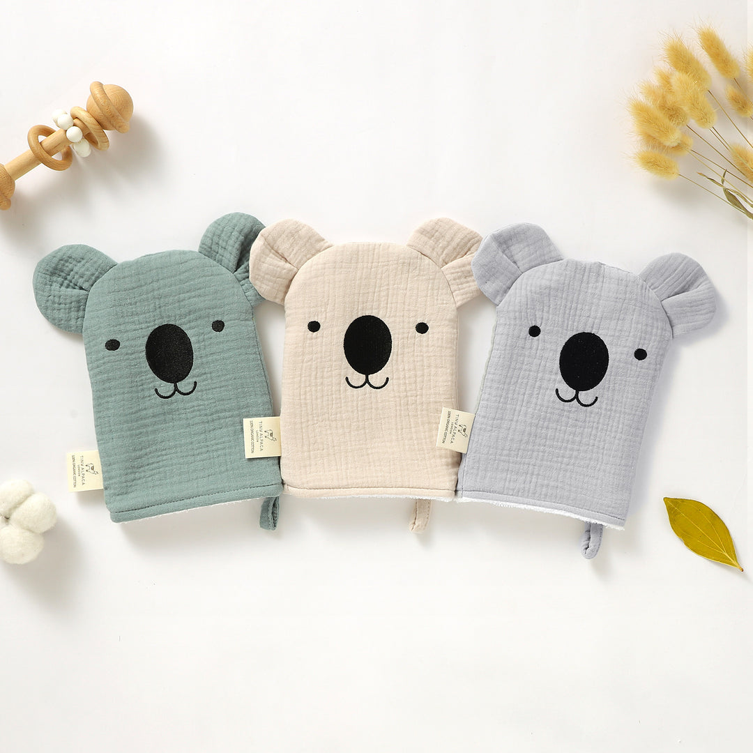 ORGANIC COTTON MUSLIN KOALA WASHGLOVE - Tiny Alpaca UK