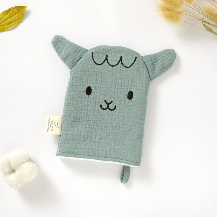 ORGANIC COTTON MUSLIN SHEEP WASHGLOVE - Tiny Alpaca UK