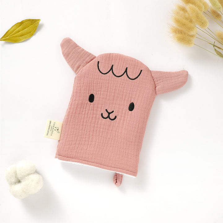 ORGANIC COTTON MUSLIN SHEEP WASHGLOVE - Tiny Alpaca UK