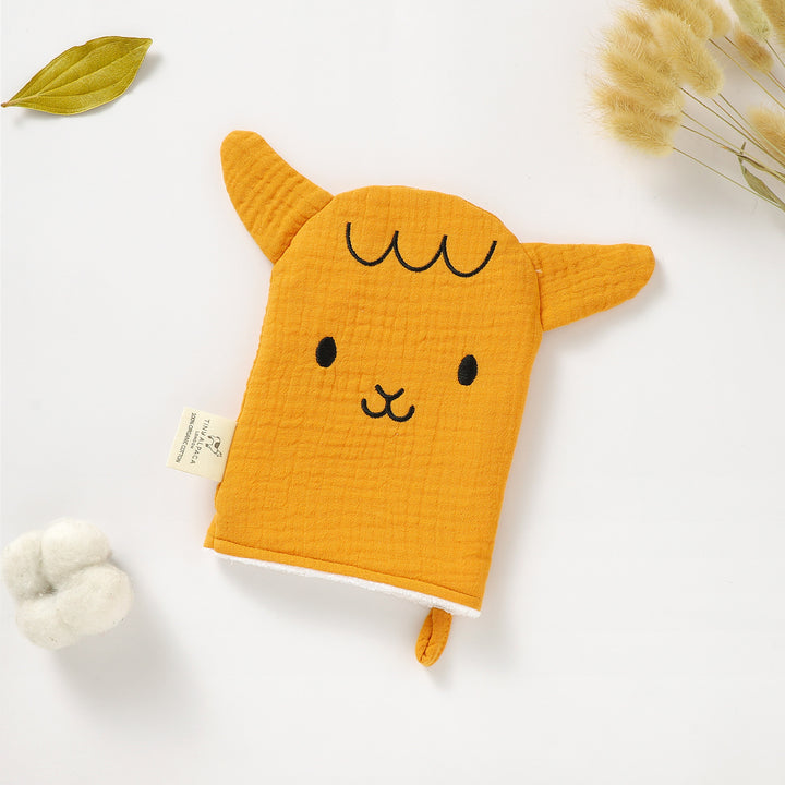 ORGANIC COTTON MUSLIN SHEEP WASHGLOVE - Tiny Alpaca UK