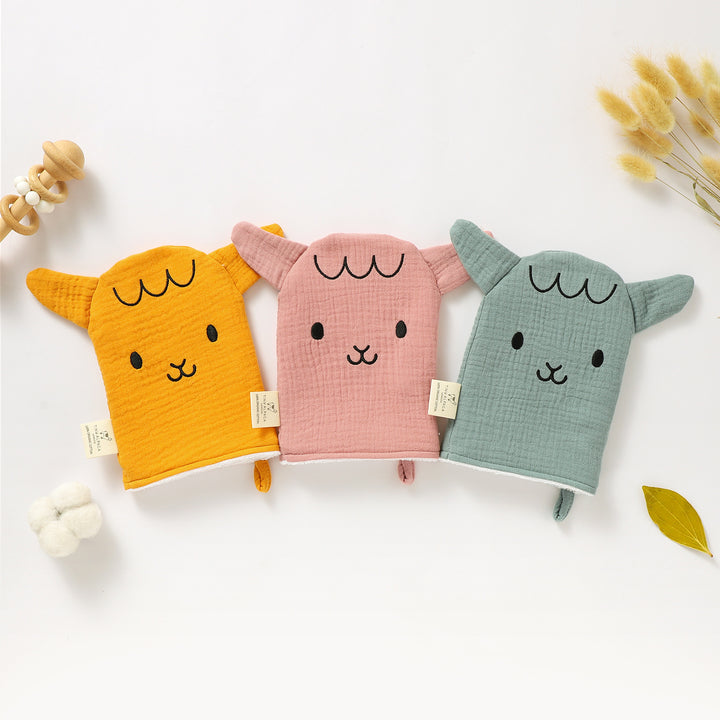 ORGANIC COTTON MUSLIN SHEEP WASHGLOVE - Tiny Alpaca UK