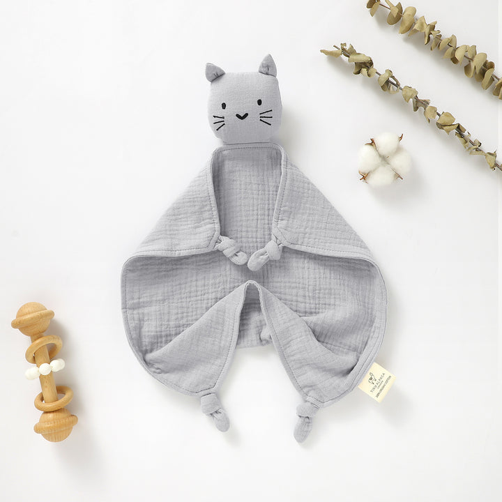 CAT ORGANIC COTTON SECURITY BLANKET 40X40CM - Tiny Alpaca UK