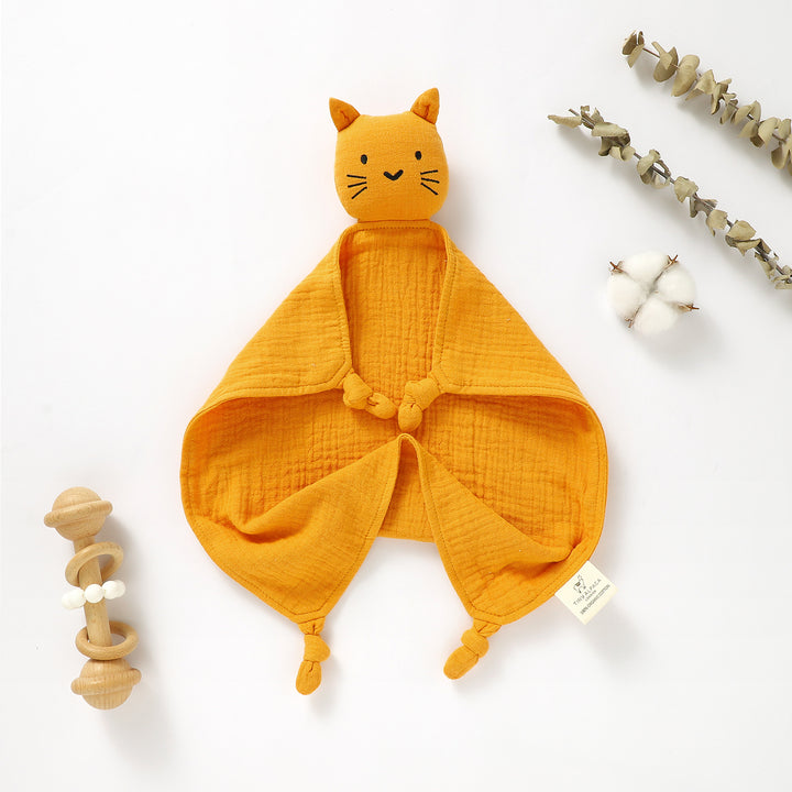 CAT ORGANIC COTTON SECURITY BLANKET 40X40CM - Tiny Alpaca UK