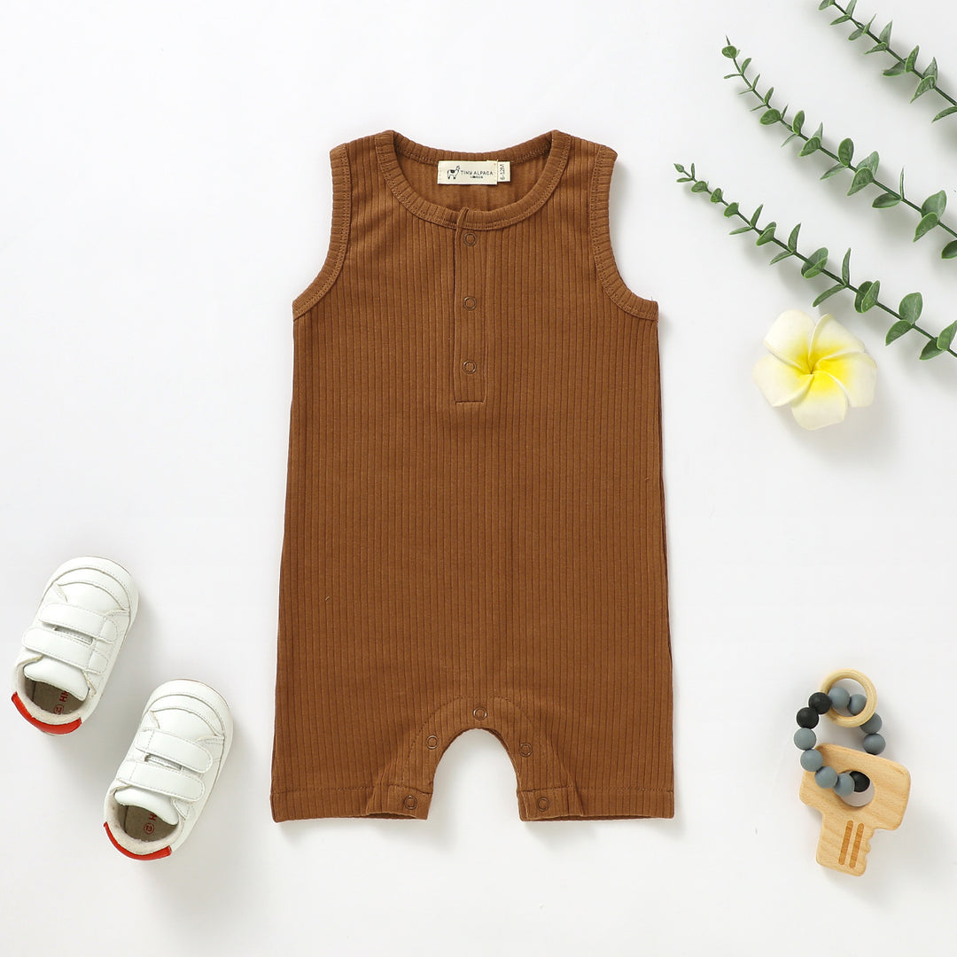 ORGANIC NATURAL COTTON RIBBED SLEEVELESS BABY VEST (0-24 MONTHS) - Tiny Alpaca UK