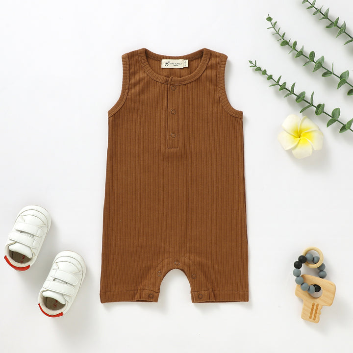 ORGANIC NATURAL COTTON RIBBED SLEEVELESS BABY VEST (0-24 MONTHS) - Tiny Alpaca UK