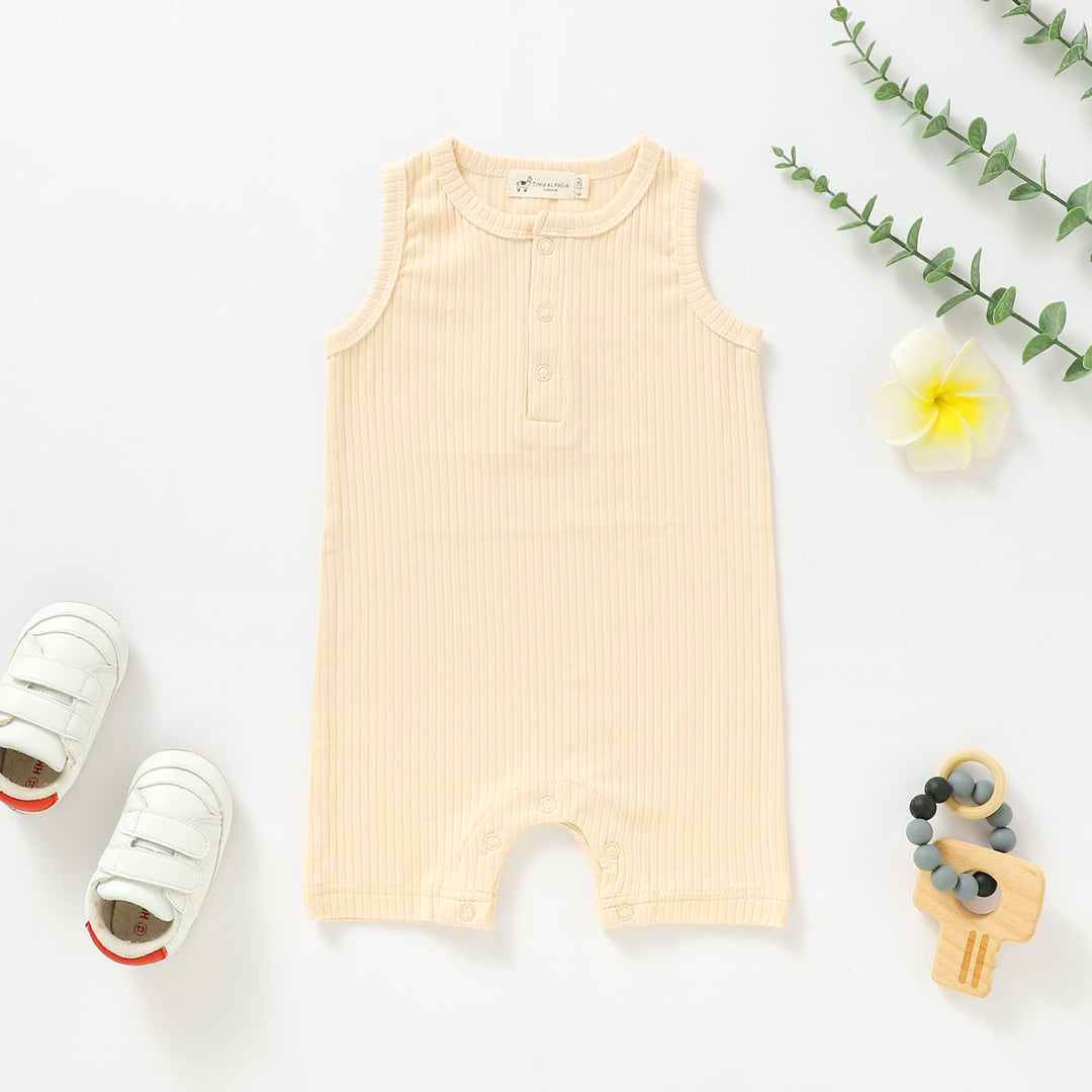 ORGANIC NATURAL COTTON RIBBED SLEEVELESS BABY VEST (0-24 MONTHS) - Tiny Alpaca UK