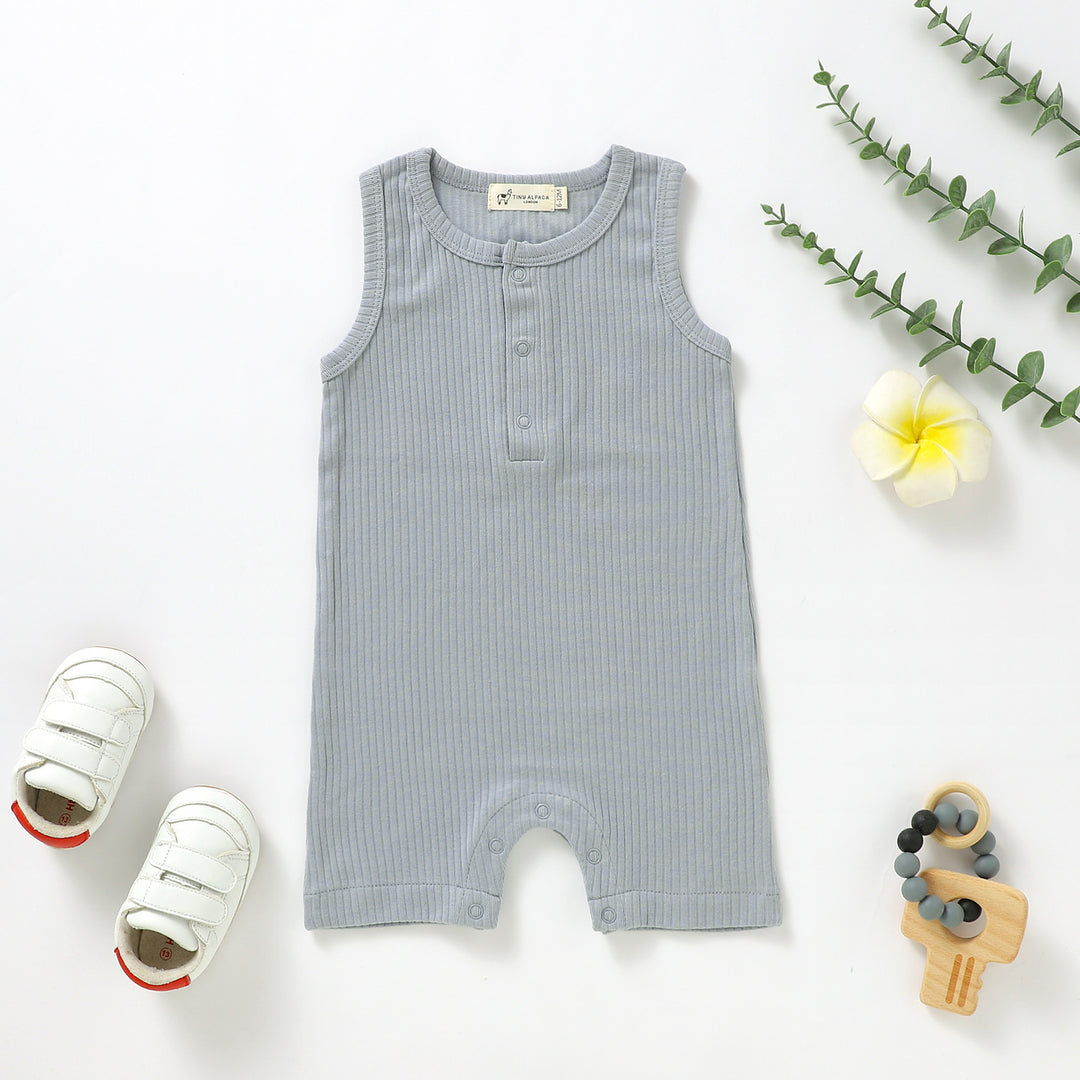 ORGANIC NATURAL COTTON RIBBED SLEEVELESS BABY VEST (0-24 MONTHS) - Tiny Alpaca UK
