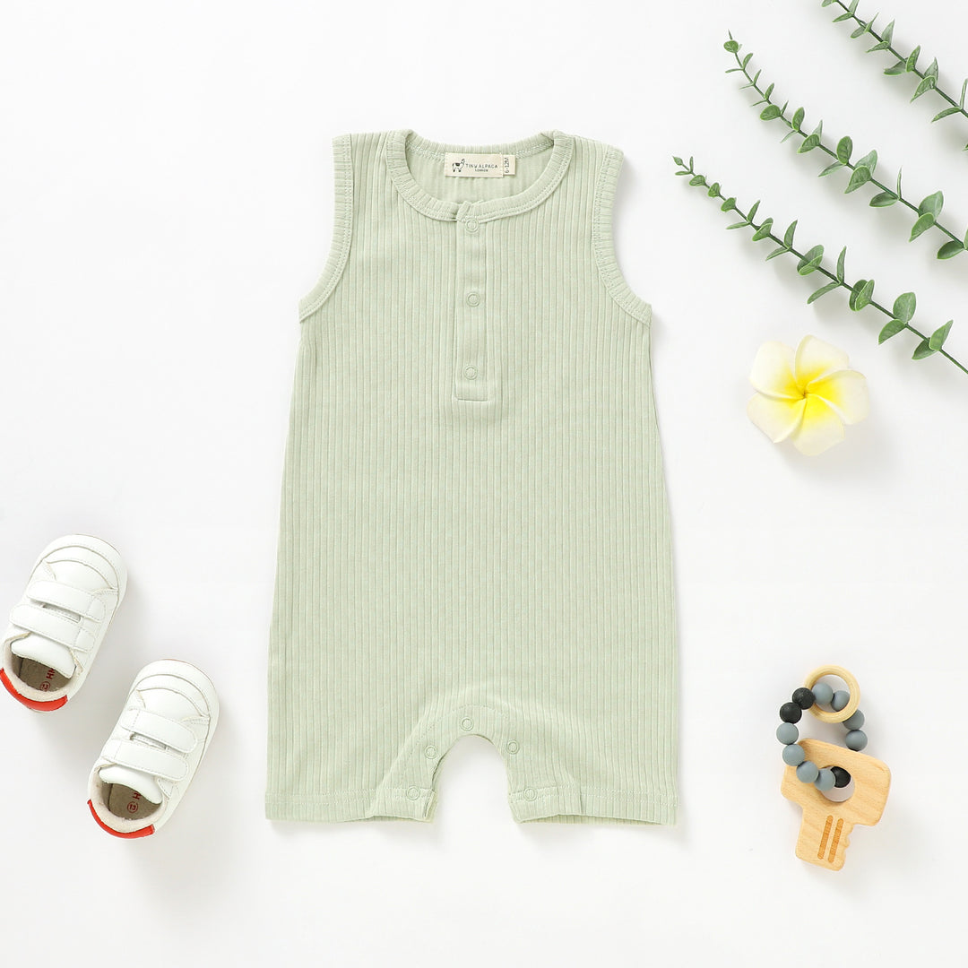 ORGANIC NATURAL COTTON RIBBED SLEEVELESS BABY VEST (0-24 MONTHS) - Tiny Alpaca UK