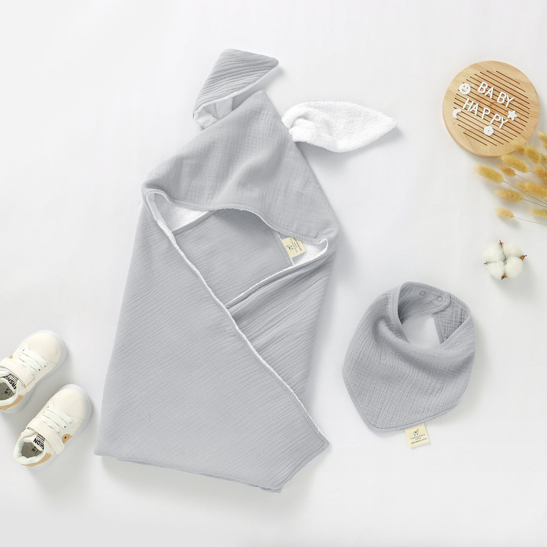 TINY ALPACA ORGANIC COTTON BABY TOWEL & BIB SET ETHER - Tiny Alpaca UK