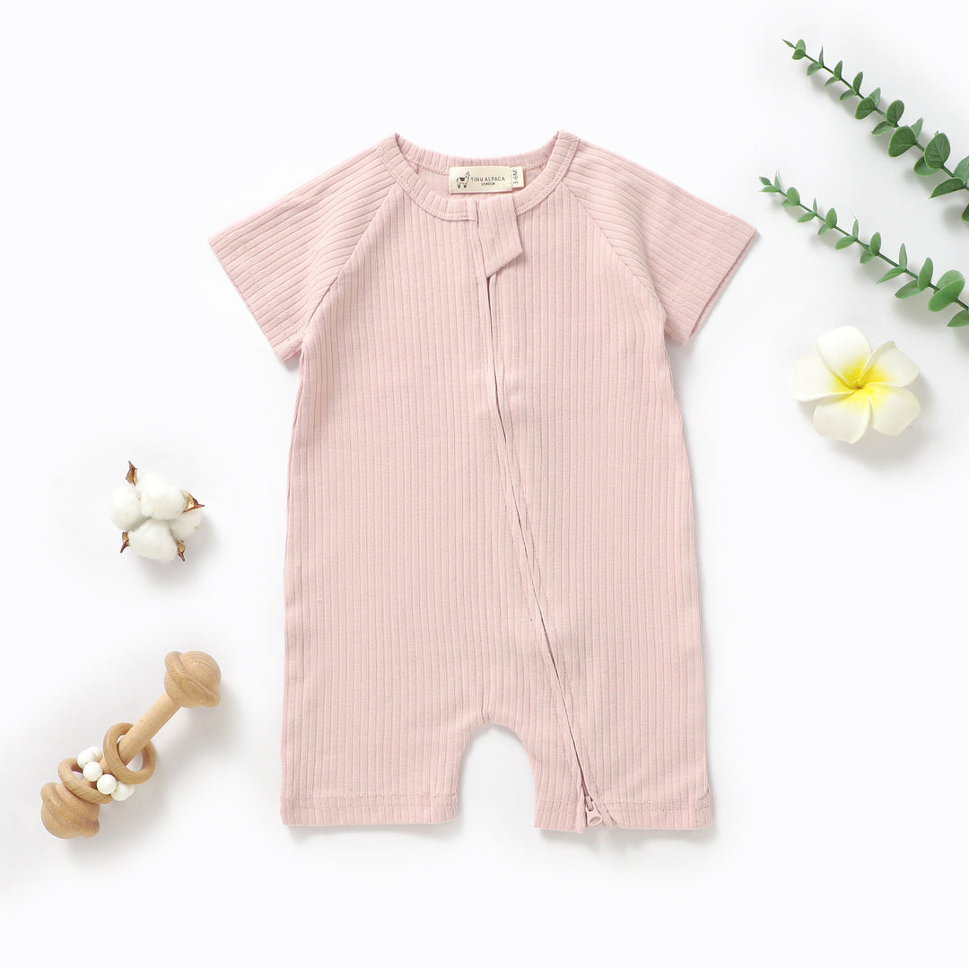 ORGANIC NATURAL COTTON BABY SHORT SLEEVE ROMPER 0-2 YEARS - Tiny Alpaca UK