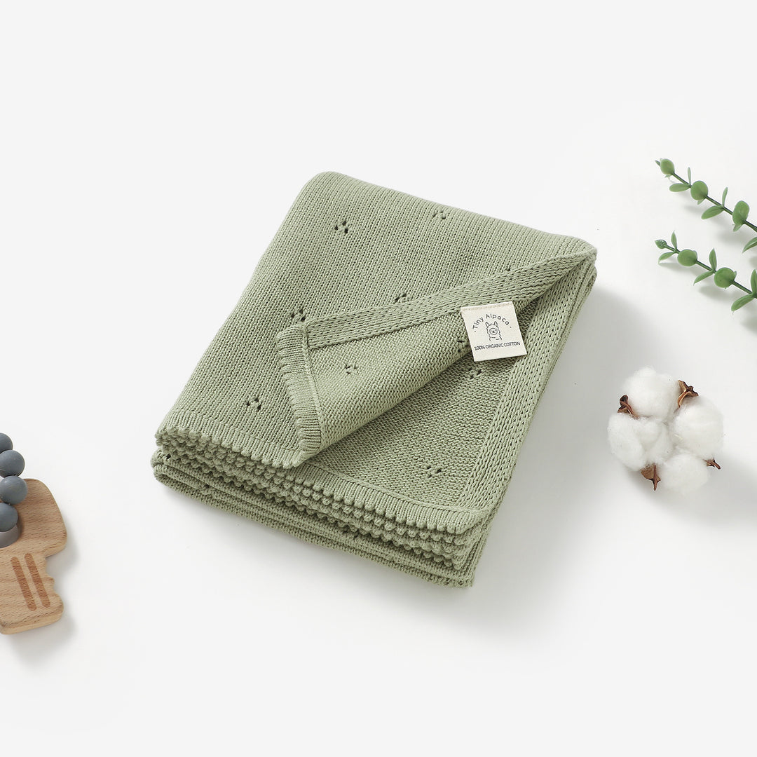 Organic Cotton Lace Knitted Blanket | 70 x 90 cm
