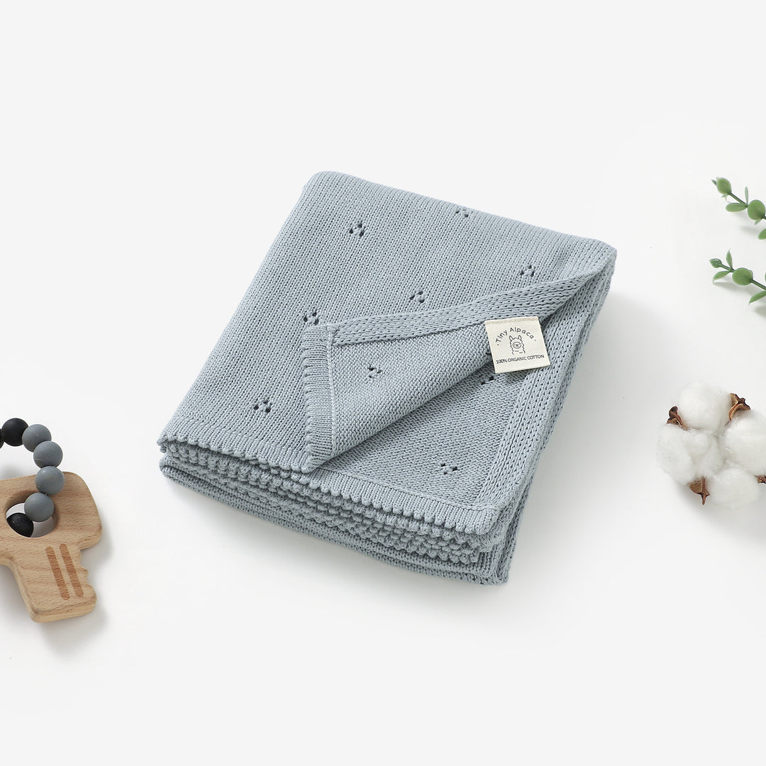 Organic Cotton Lace Knitted Blanket | 70 x 90 cm