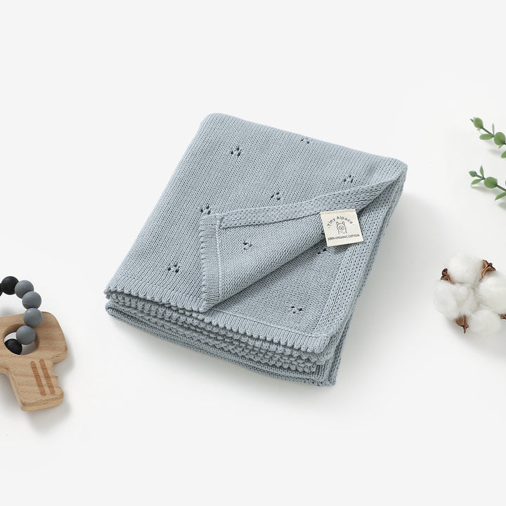 Organic Cotton Lace Knitted Blanket | 70 x 90 cm