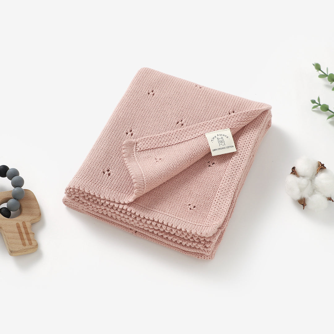 Organic Cotton Lace Knitted Blanket | 70 x 90 cm