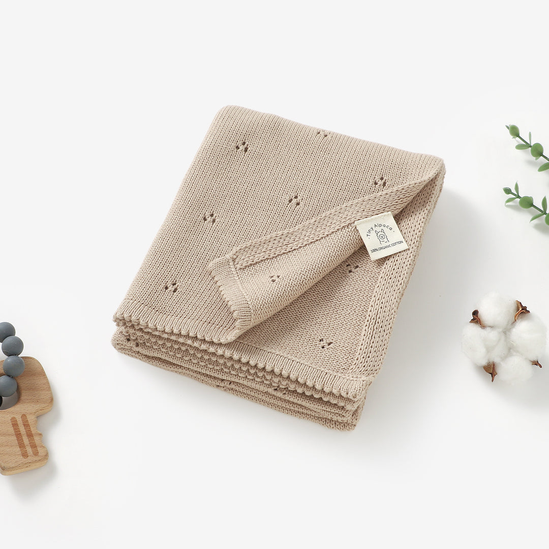 Organic Cotton Lace Knitted Blanket | 70 x 90 cm