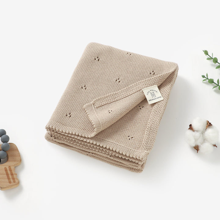 Organic Cotton Lace Knitted Blanket | 70 x 90 cm