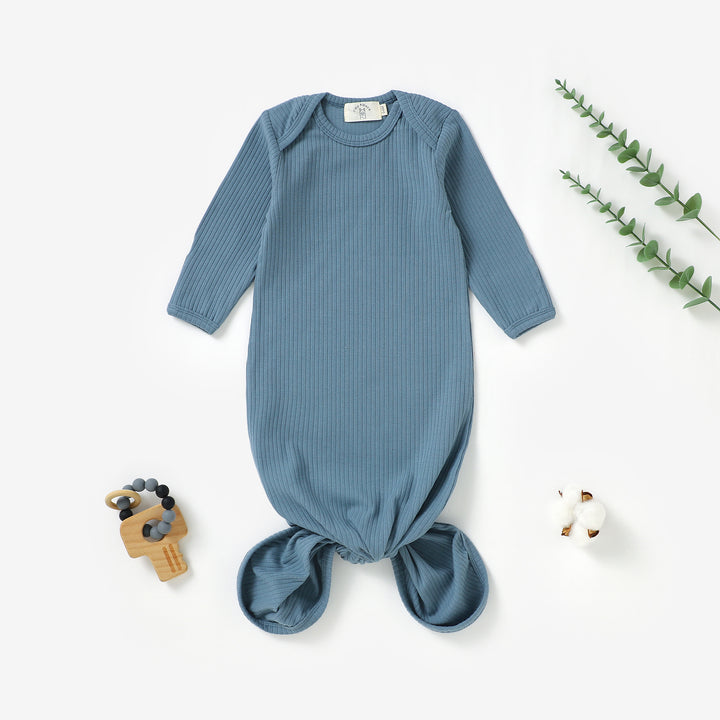 Organic cotton ribbed newborn gown, 0–6m