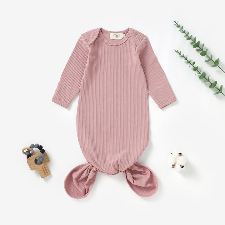 Organic cotton ribbed newborn gown, 0–6m