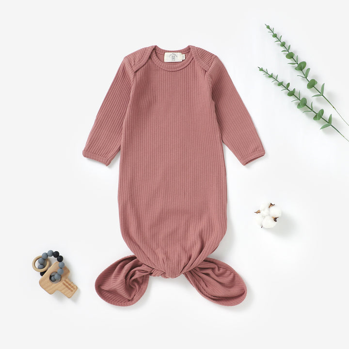 Organic cotton ribbed newborn gown, 0–6m