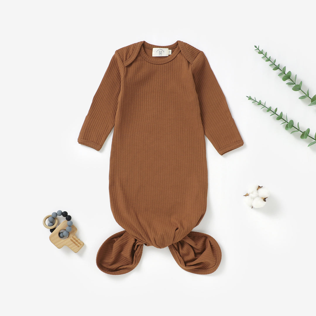 Organic cotton ribbed newborn gown, 0–6m