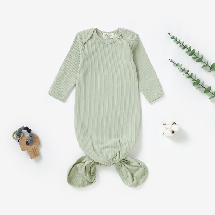 Organic cotton ribbed newborn gown, 0–6m