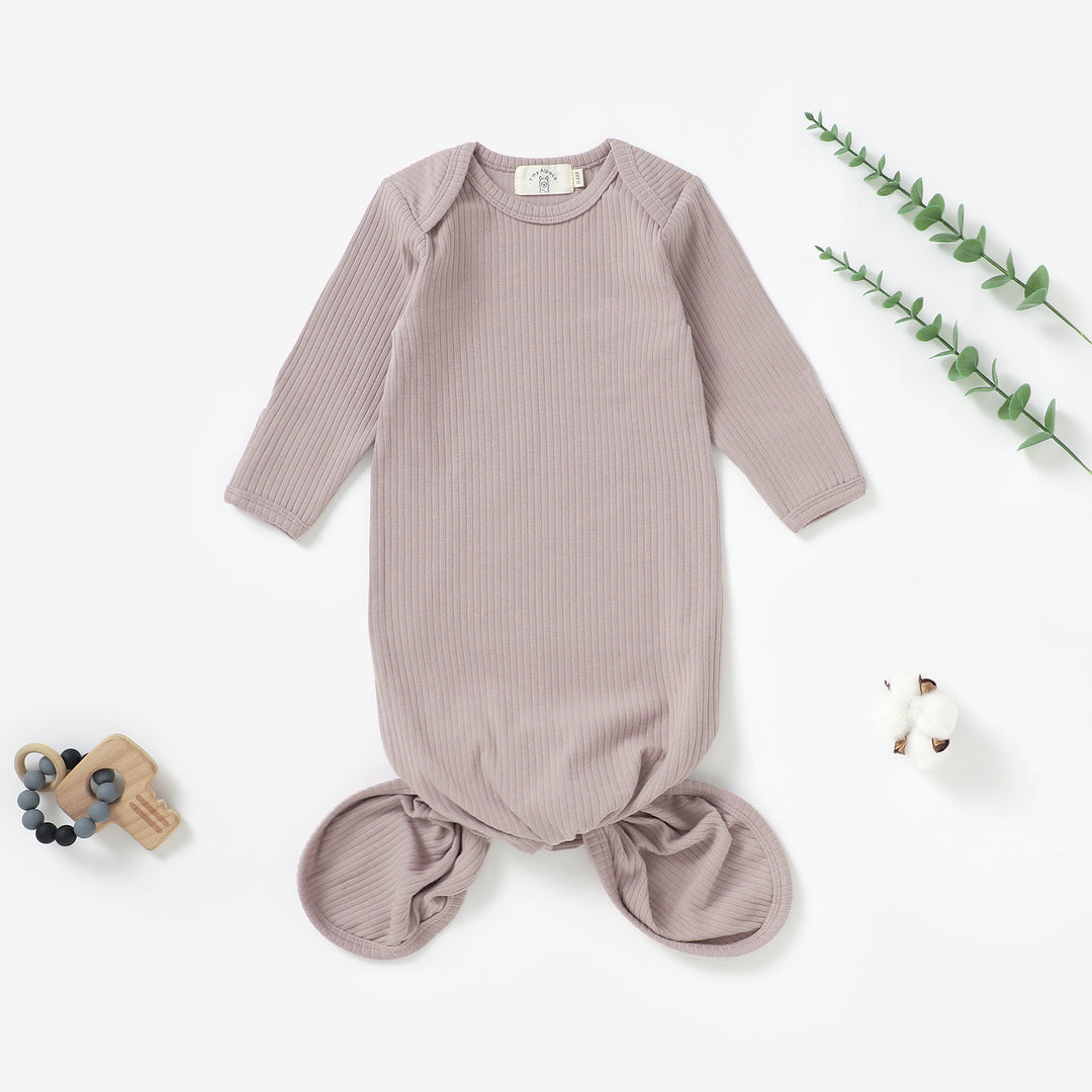 Organic cotton ribbed newborn gown, 0–6m