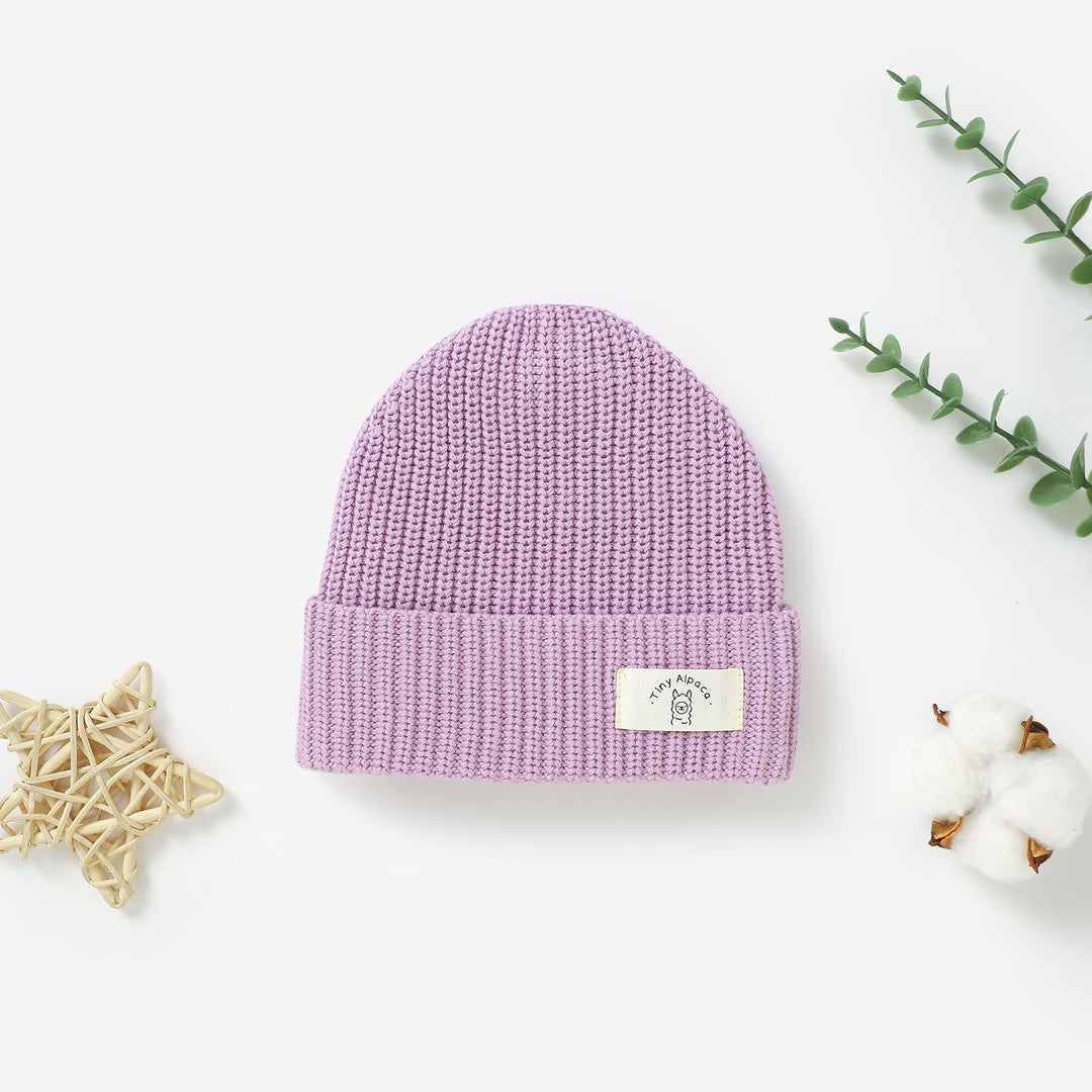 Organic cotton knitted baby beanie hat, 0–3y