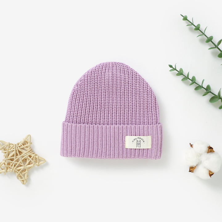 Organic cotton knitted baby beanie hat, 0–3y