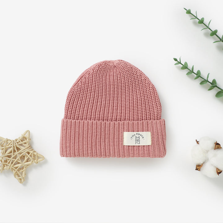 Organic cotton knitted baby beanie hat, 0–3y