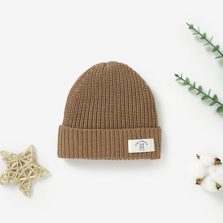 Organic cotton knitted baby beanie hat, 0–3y