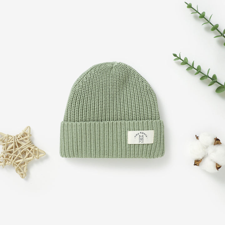 Organic cotton knitted baby beanie hat, 0–3y