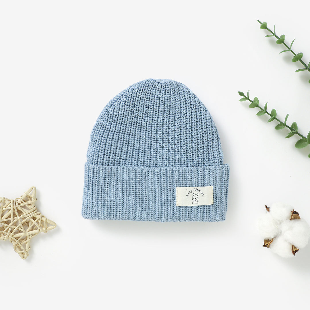 Organic cotton knitted baby beanie hat, 0–3y