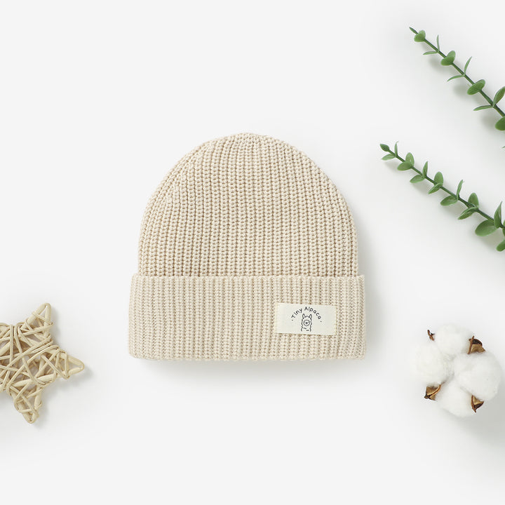 Organic cotton knitted baby beanie hat, 0–3y