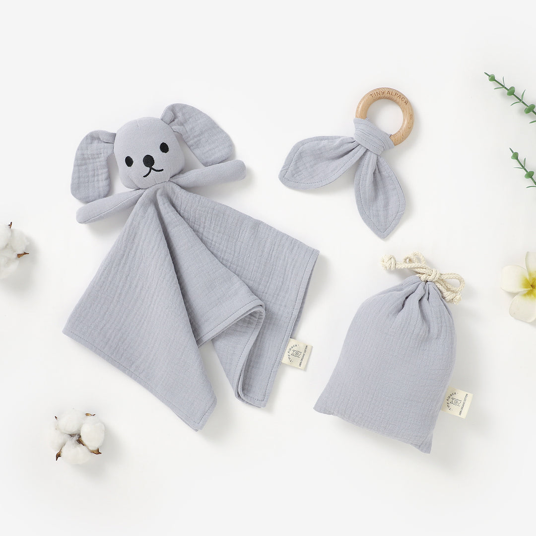 Organic Cotton Puppy Comforter with Teether &amp; Bag