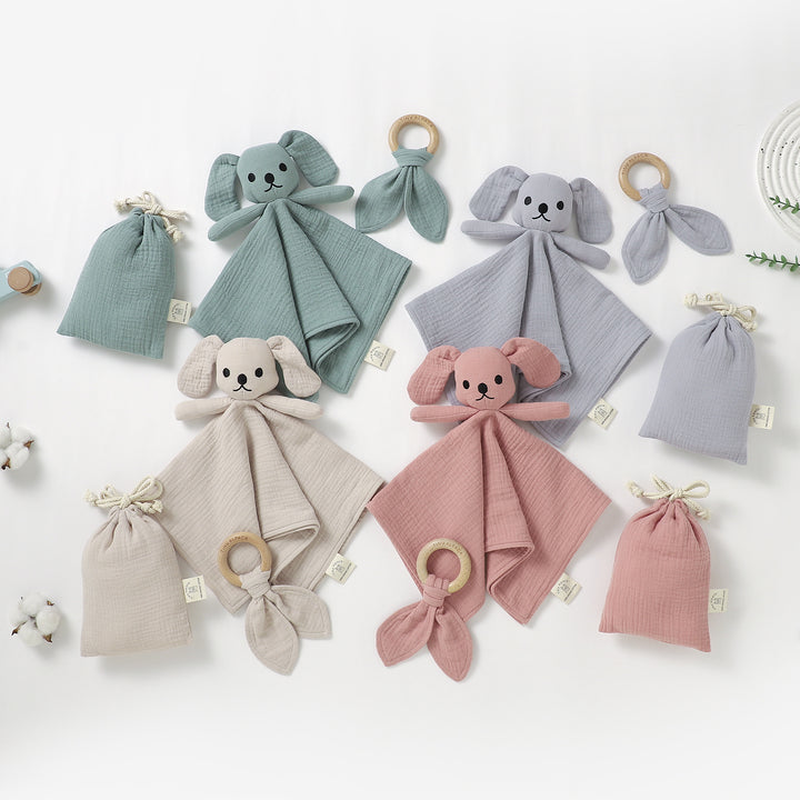 Organic Cotton Puppy Comforter with Teether &amp; Bag