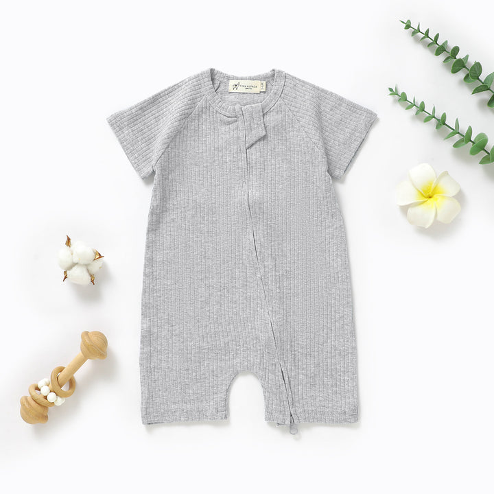 ORGANIC NATURAL COTTON BABY SHORT SLEEVE ROMPER 0-2 YEARS - Tiny Alpaca UK
