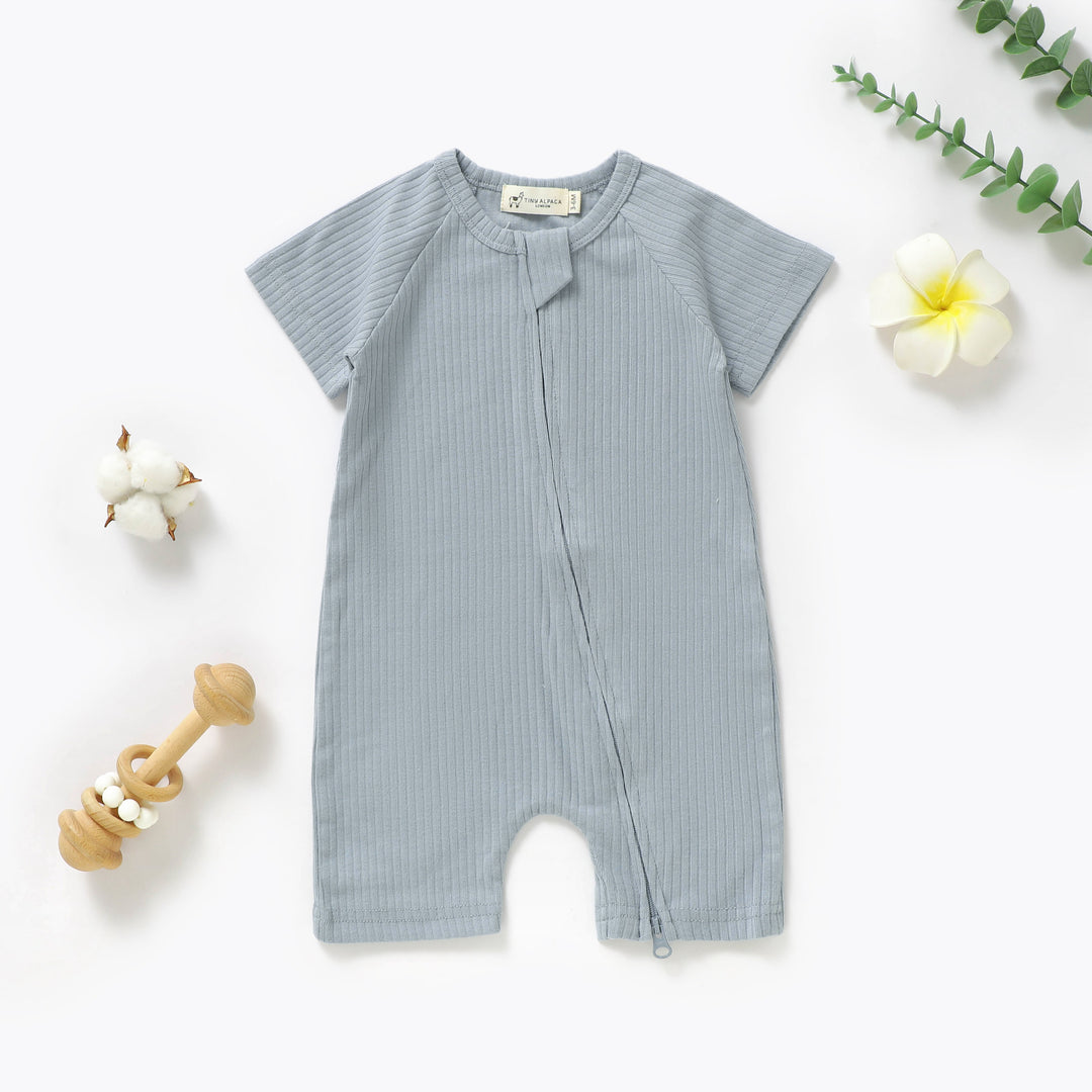 ORGANIC NATURAL COTTON BABY SHORT SLEEVE ROMPER 0-2 YEARS - Tiny Alpaca UK