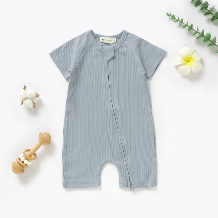 ORGANIC NATURAL COTTON BABY SHORT SLEEVE ROMPER 0-2 YEARS - Tiny Alpaca UK