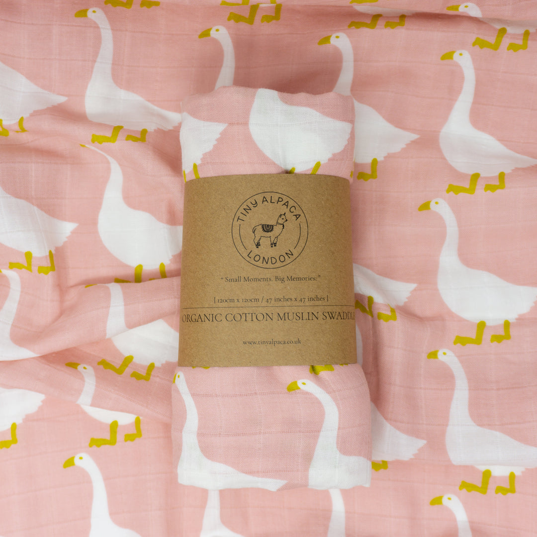 Swan  Organic Swaddle Baby Blankets