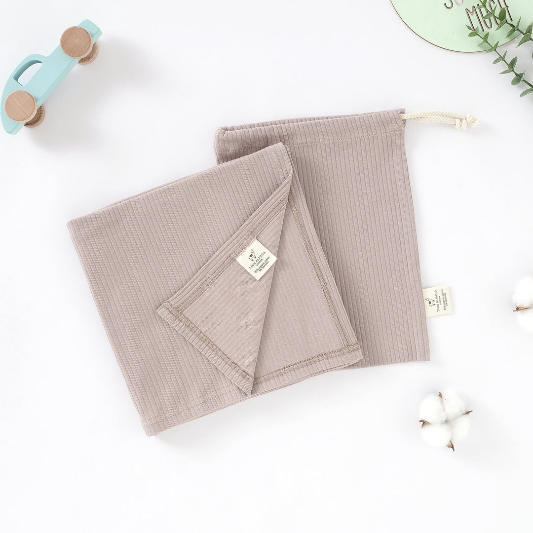 Organic Cotton Ribbed Baby Blanket with Matching Bag | 75 x 100 cm